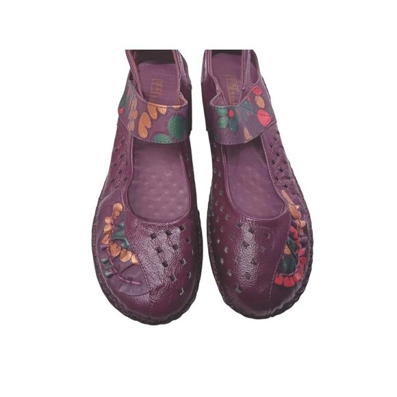 Tin Rui Shoes Womens 7.5 Slip On  Mary Jane Leather Multicolor Comfort Flower - Picture 6 of 12